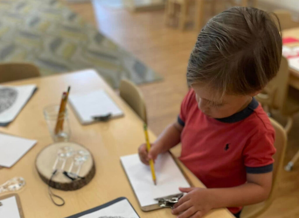 Preschooler doing science